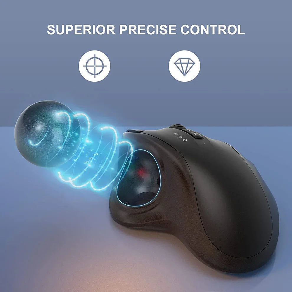 Ergonomic Wireless Trackball Mouse Easy Thumb Control Precision Smooth Tracking, Ergonomic Comfort Design, for Windows, PC Mac