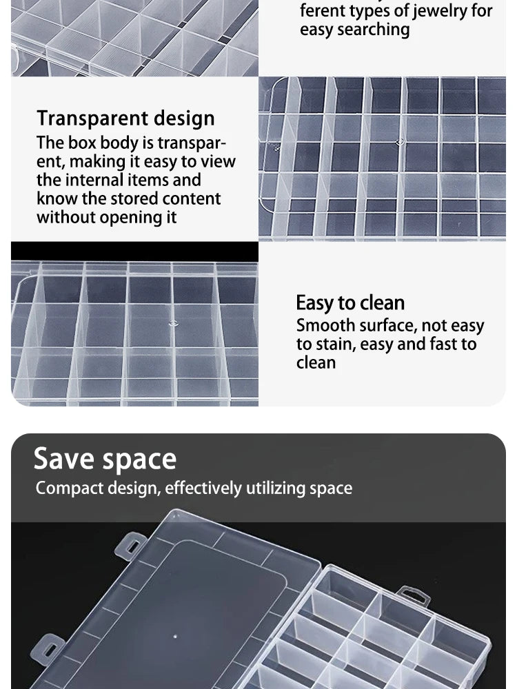 24 Grid Transparent Storage Boxes Hardware Buttons Fishing Jewellery Accessories Packaging Boxes Stationery Storage Boxes