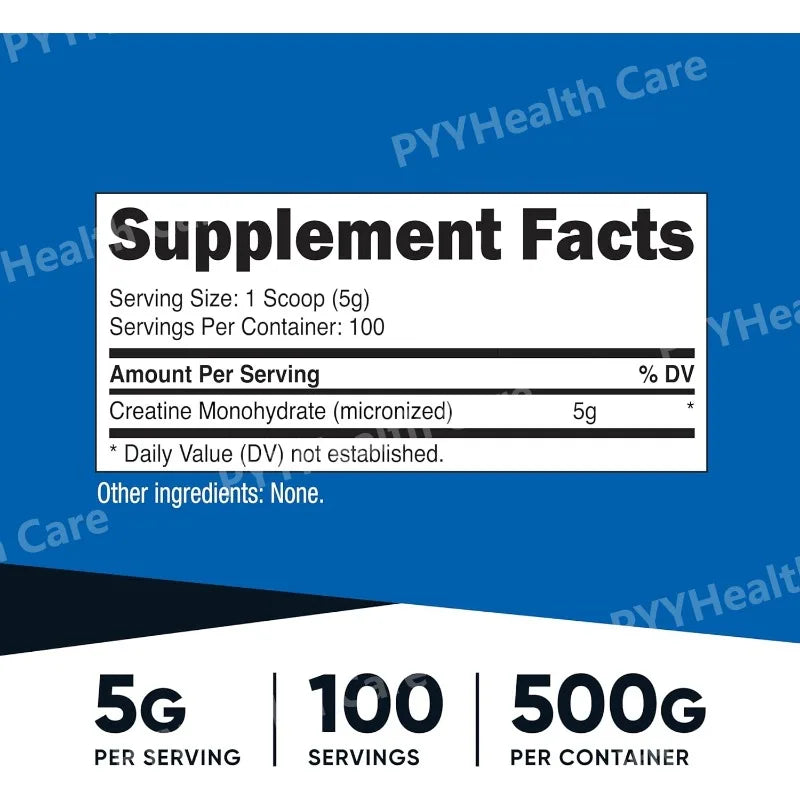 Creatine Monohydrate Micronized Powder 500G, Dietary Supplement 5000mg Per Serv (5g) - 100 Servings, 17.9 Oz