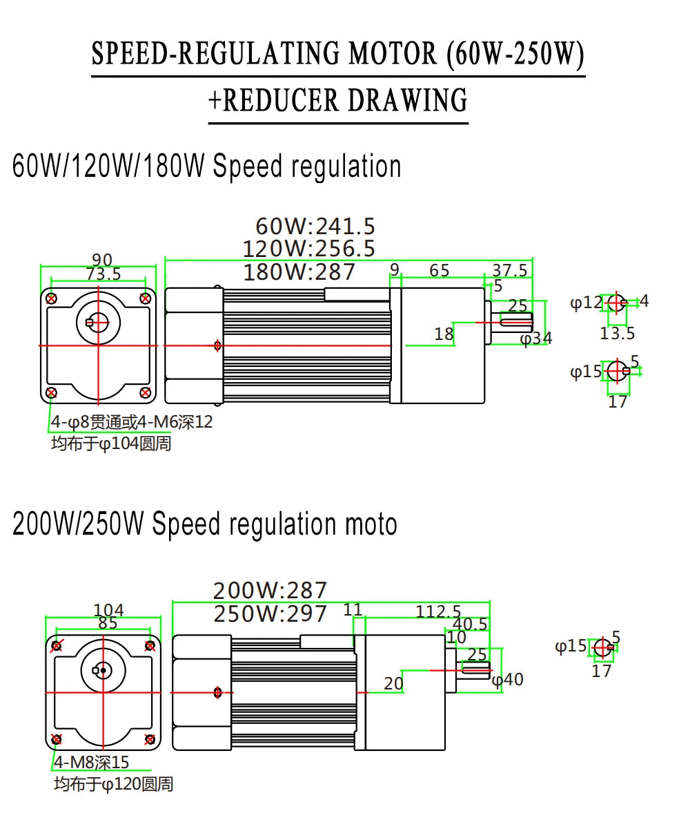 200W 250W Micro AC Motor Kit 220V Gear Motor Speed Forward and Reverse Controller+Single Phase Asynchronous Motor 50/60hz ForCNC