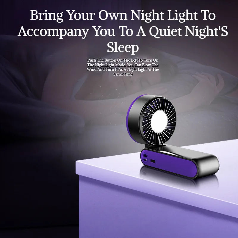 Handheld Folding Semiconductor Digital Display Desktop Fan Cooling Superconductor Ice Compress Handheld Fan One-Button Outdoor