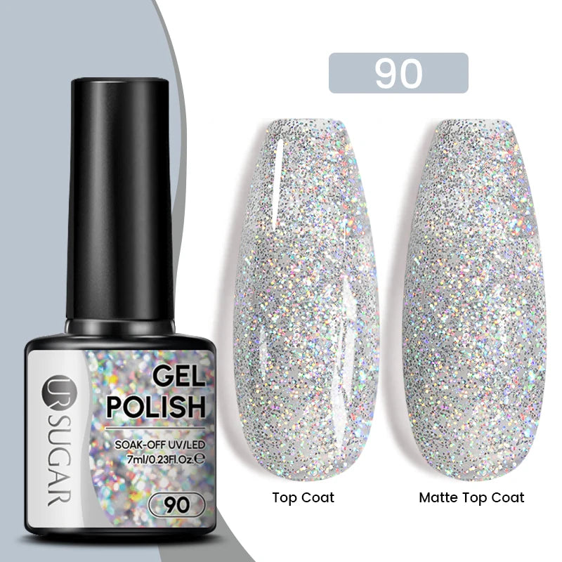 UR SUGAR 7.5ml Reflective Magnetic Gel Nail Polish Glitter Silver Pink Magnet Gel Soak Off UV LED Nail Manicure Varnish UV Gel