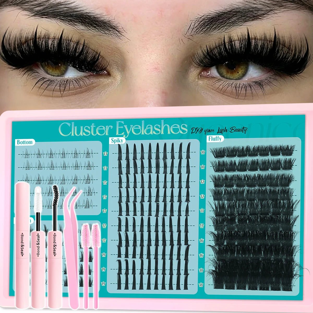 4 IN 1 Lash Clusters Mixed Length Lash Spikes lower eyelashes Reusable Bottom DIY Spiky Lash Extension Manga Clusters