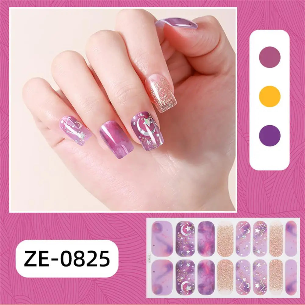 Gradient Galaxy Series Press-on Nails | 16-Piece Set of Removable Self-Adhesive Fake Nail Stickers | Valentine's Day Gift Idea