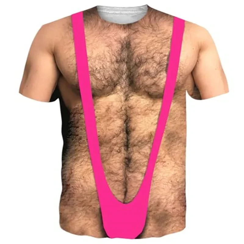 Men's 6-pack Abdominal Muscle T-shirt 3D Printed Short Sleeved Fitness Running Sports Casual Loose Short Sleeved Comfortable Shi