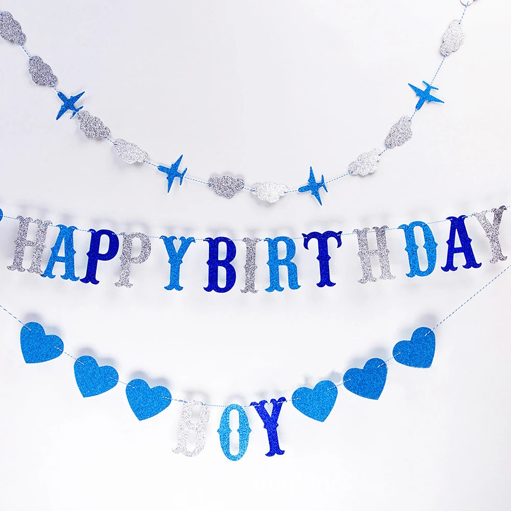 12 Inch Latex Balloon Birthday Party Decoration Kid Boy Blue White Cloud Balloon Birthday Airplane Banner Party Balloon 10pcs