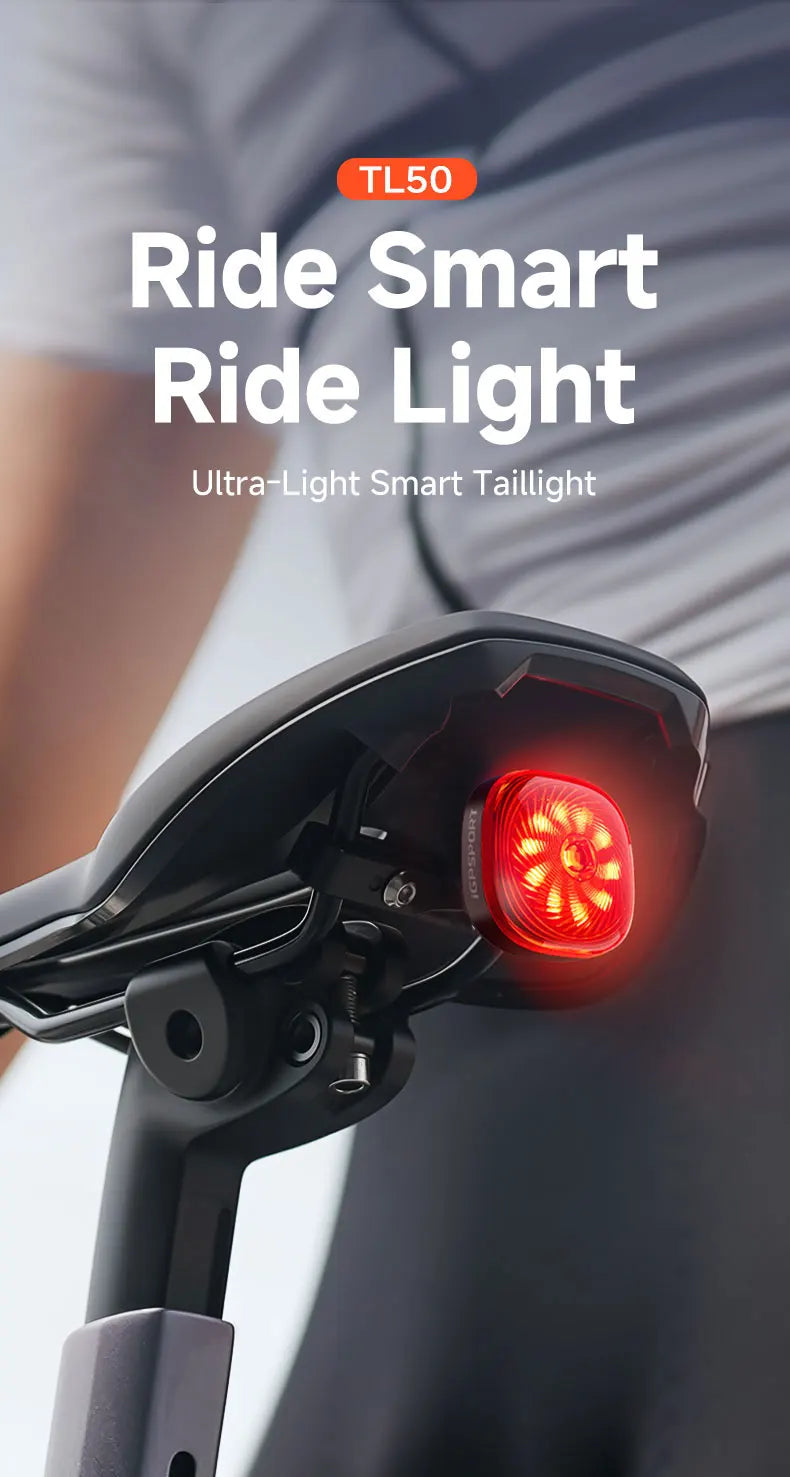 iGPSPORT TL50 Bike Tail Light Rear Bike Light Di2 Control 6 Light Mode Automatic Brake Sensing USB Rechargeable