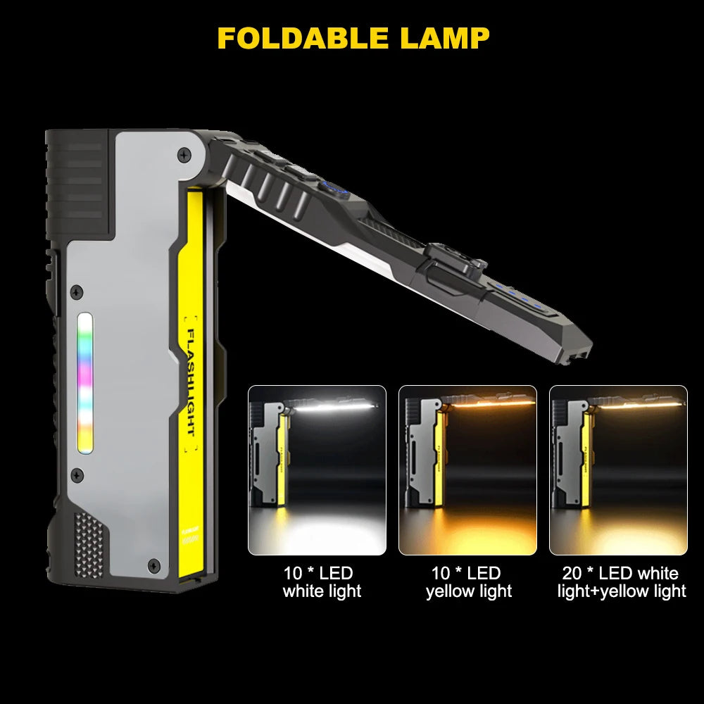 Asafee M20 Multi-functional Foldable Magnet Flashlight 3 Lighting Modes  Rechargeable Torch RGB Atmosphere LED  Work Flashlight