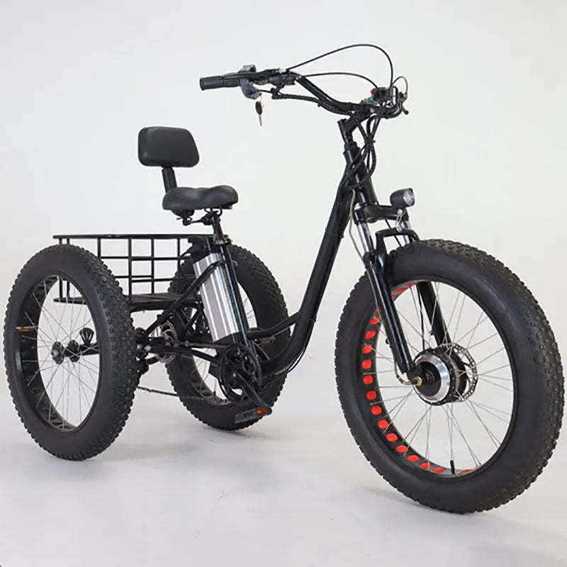 500W Big Power 20*4 Inch Fat Tire 3 Wheel Electric Tricycle With Rear Basket 3 Wheel Electric Cargo Bike Cargo Tricycle