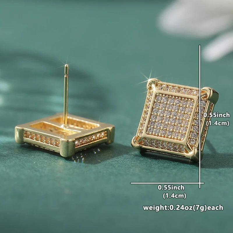 Delicate stud earrings for men and women Square accessories suitable for wedding parties go with everything
