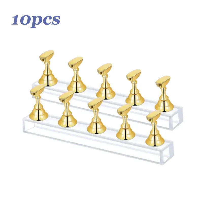 10/5Pcs Transparent Aurora Nail Stand Magnetic False Nail Tips Holder Press on Nails Display Rack Acrylic Nail Painting/Training