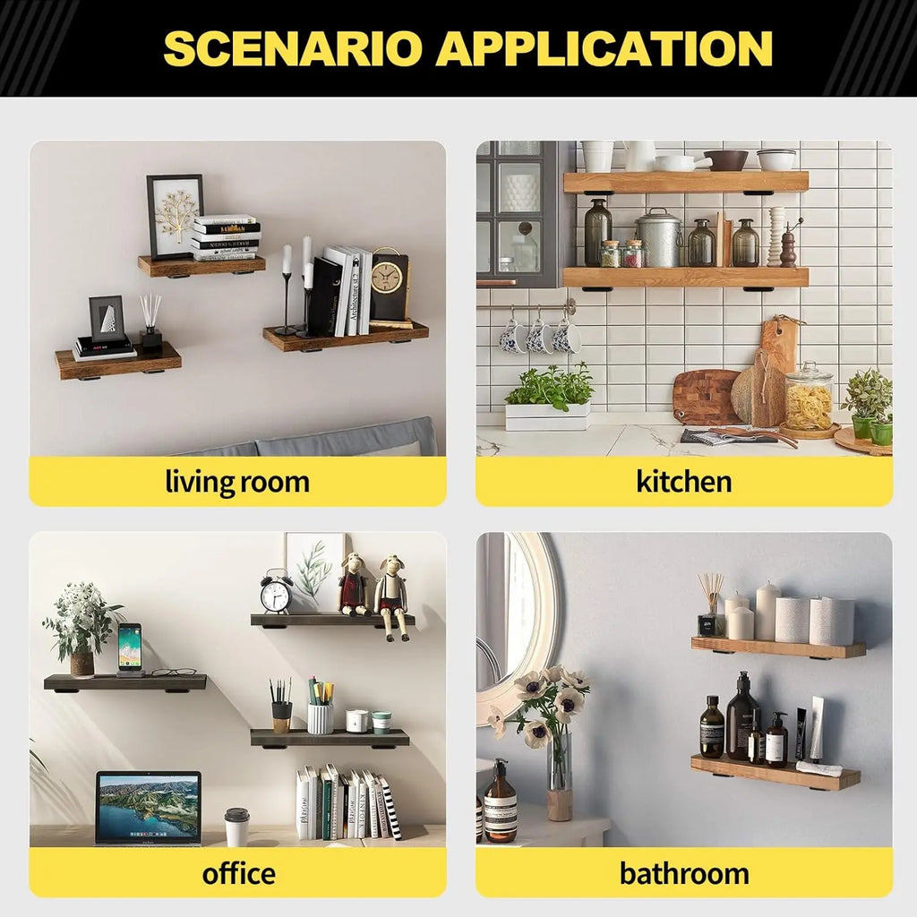 Thickened Floating Shelf Brackets Integrated Wall-Mounted Invisible L Bracke Rust-Resistant Heavy Duty Furniture Board Support