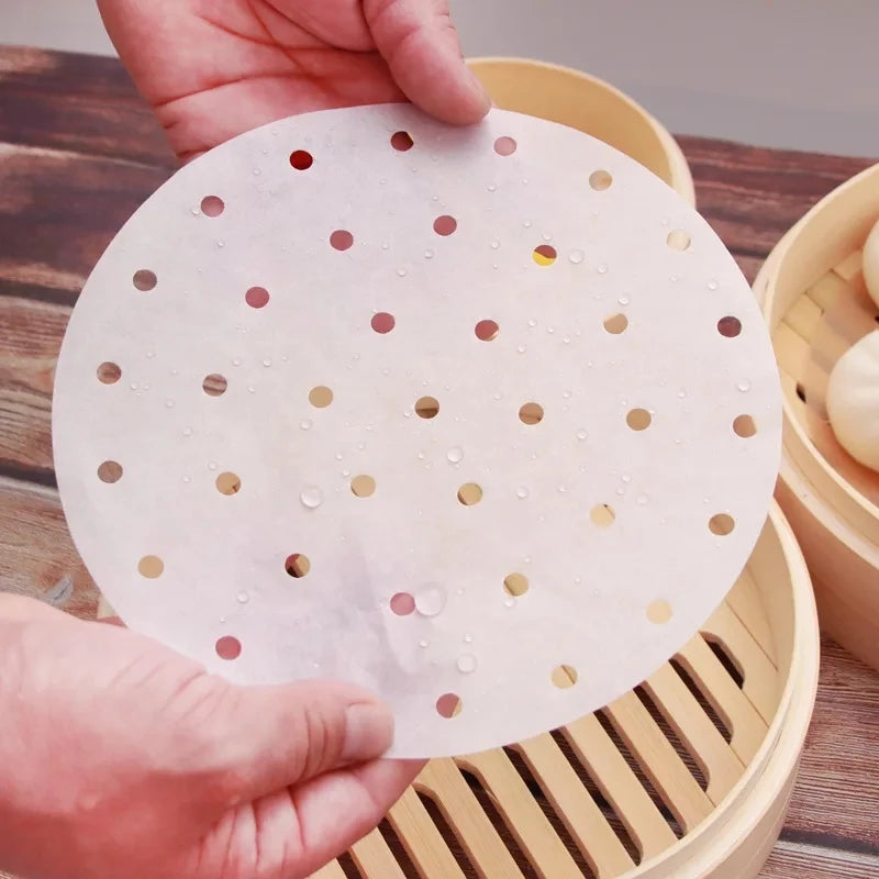 100Pcs Air Fryer Steamer Liners Disposable Paper Non-Stick Steaming Basket Baking Utensils Kitchen Parchment Oil-absorbing Paper