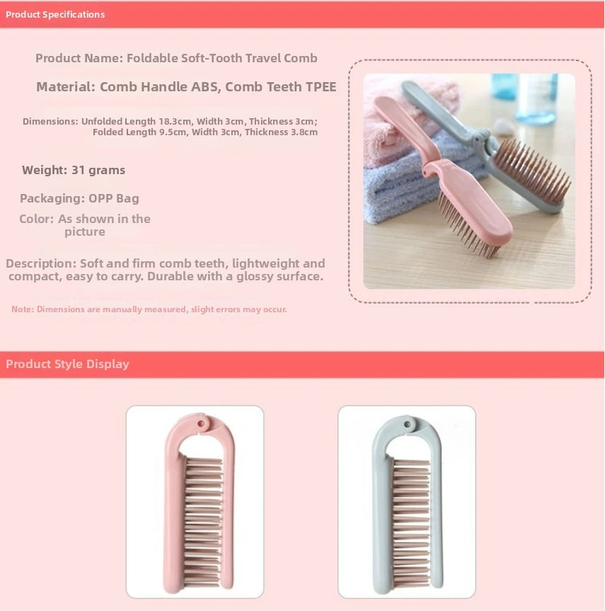1pc Foldable Hair Comb Portable Detangling Hair Brush Hair Brush Anti Static Head Massager Travel Combs Styling Accessories