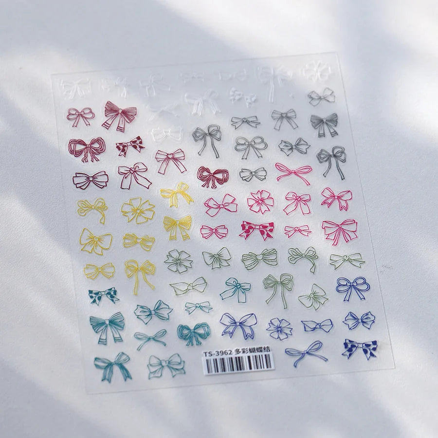 1pcs 5D Shell Light Nail Stickers Fashion Gold Border Love Heart Bowknot Moon Star Art Decal High Quality Manicure Decorations