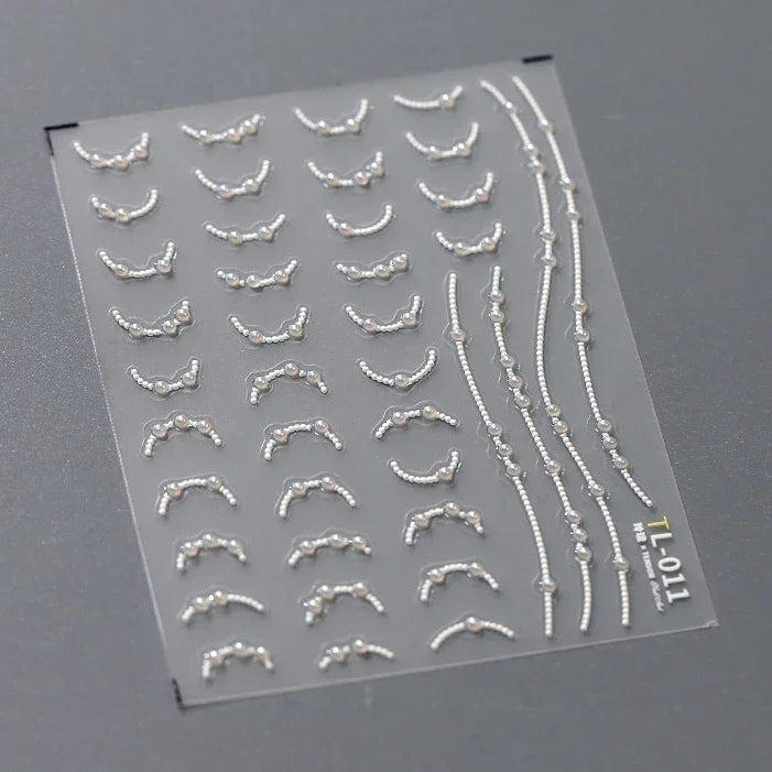 1pcs 5D Rhinestones Gold Silver Irregular Pattern Nail Sticker Simple Design Adhesive Slider Nail Art Decoration Decals Supplies