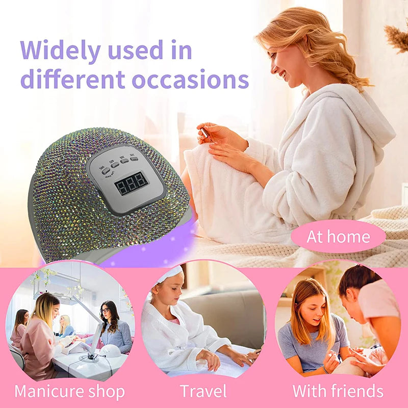 UV Light for Nails Rhinestone Nail Dryer Lamp Maquina De Unha Em Gel LCD Display 45 Led Beads 4 Timer Setting Nail Art Tools