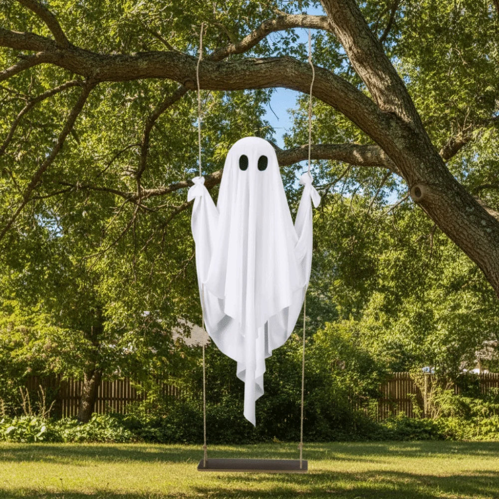 Luminous Halloween Hanging Swing Ghost Large Adjustable Brightness Yard Flying Ghost Swing Ornament LED Remote-controlled