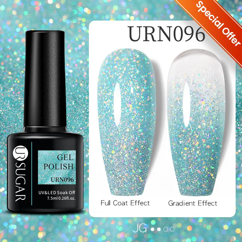 UR SUGAR 7.5ml Reflective Magnetic Gel Nail Polish Glitter Silver Pink Magnet Gel Soak Off UV LED Nail Manicure Varnish UV Gel