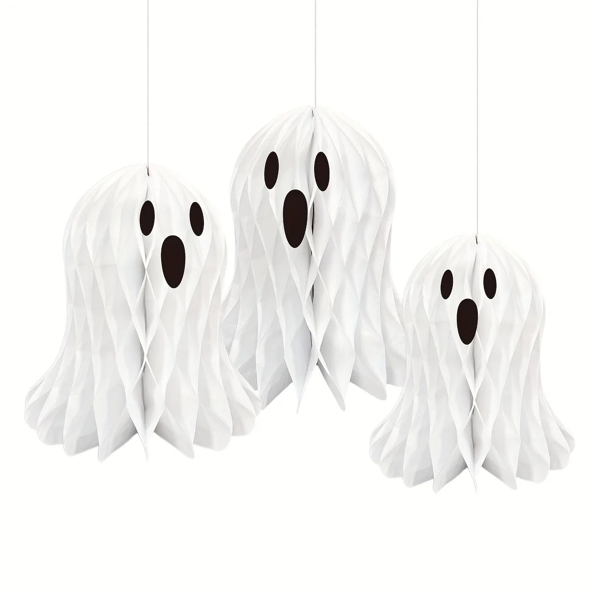 1/2/3PCS Halloween Party & Holiday DIY Decor Hanging Ornament Paper White Honeycomb Ghost Hanging Decor 3D Folding Ghost