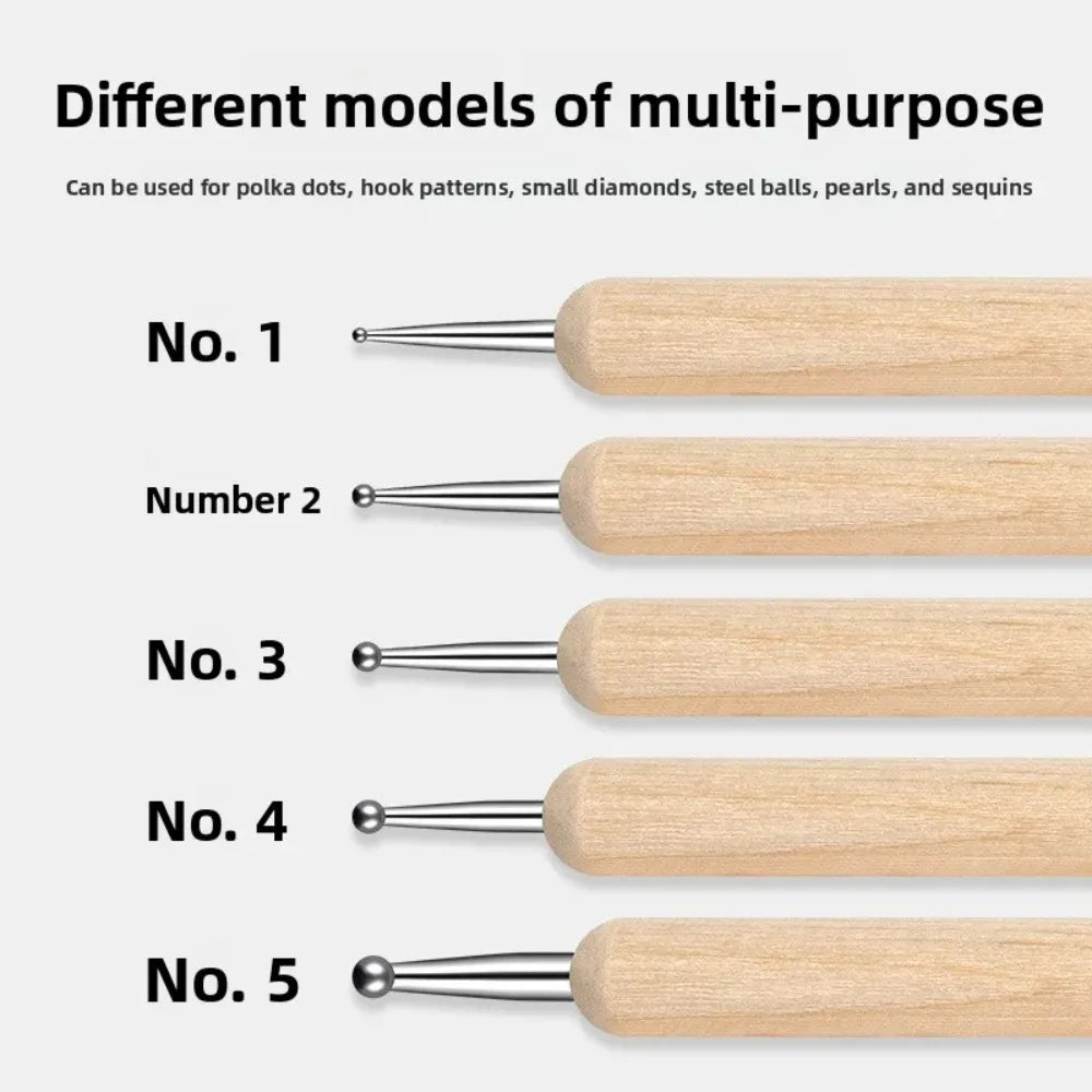 Dual-End Wooden Dotting Pen Marbleizing Tool Set for Nail Design Manicure Painting Kit 5pcs