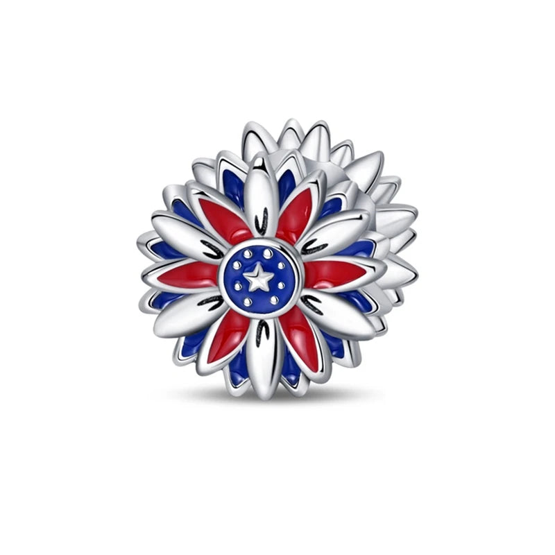 Original 925 Sterling Silver Charms Bead American Flag Independence Day Pendant Fit Original Bracelet For Women DIY Jewelry Gift