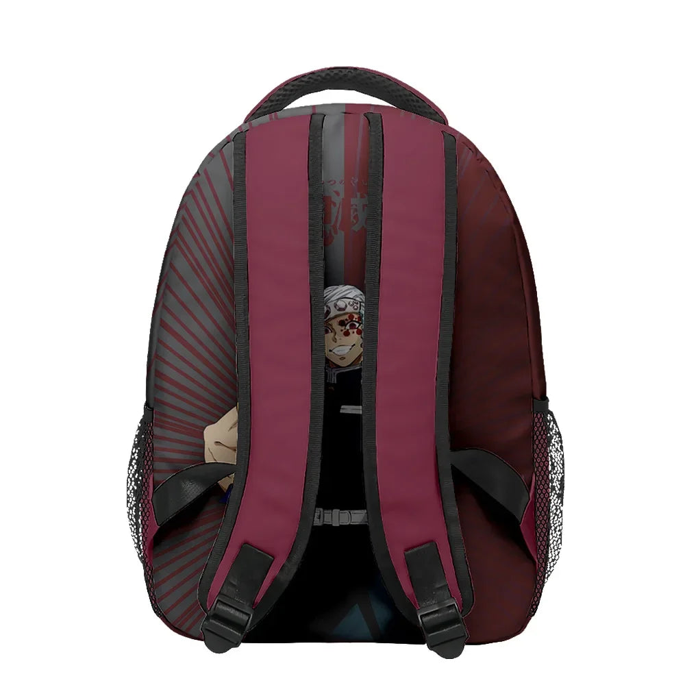 New Anime Peripheral Demon Slayer 3D School Backpack Lunch Bag Pencil Case 3-Piece Set Printed Holiday Gift for Students Gift