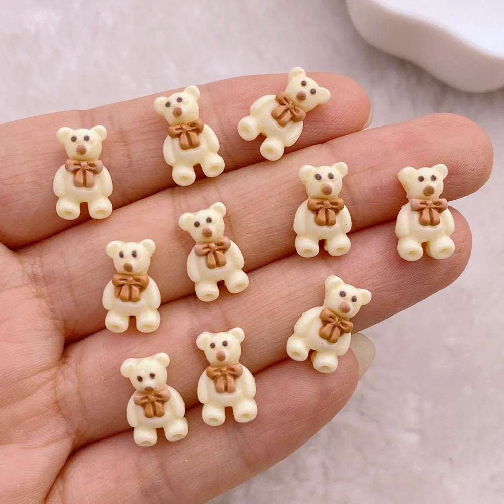 50 pieces mini cute cartoon popsicles, bear, rabbit series nail art charm flat bottom 3D nail decoration DIY nail accessories