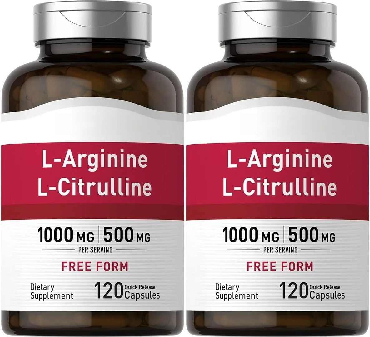 1500 Mg L‑Arginine & L‑Citrulline Per Serving, Free Form Amino Acid Complex for Men & Women, Non‑GMO, Gluten Free, 120 Capsules
