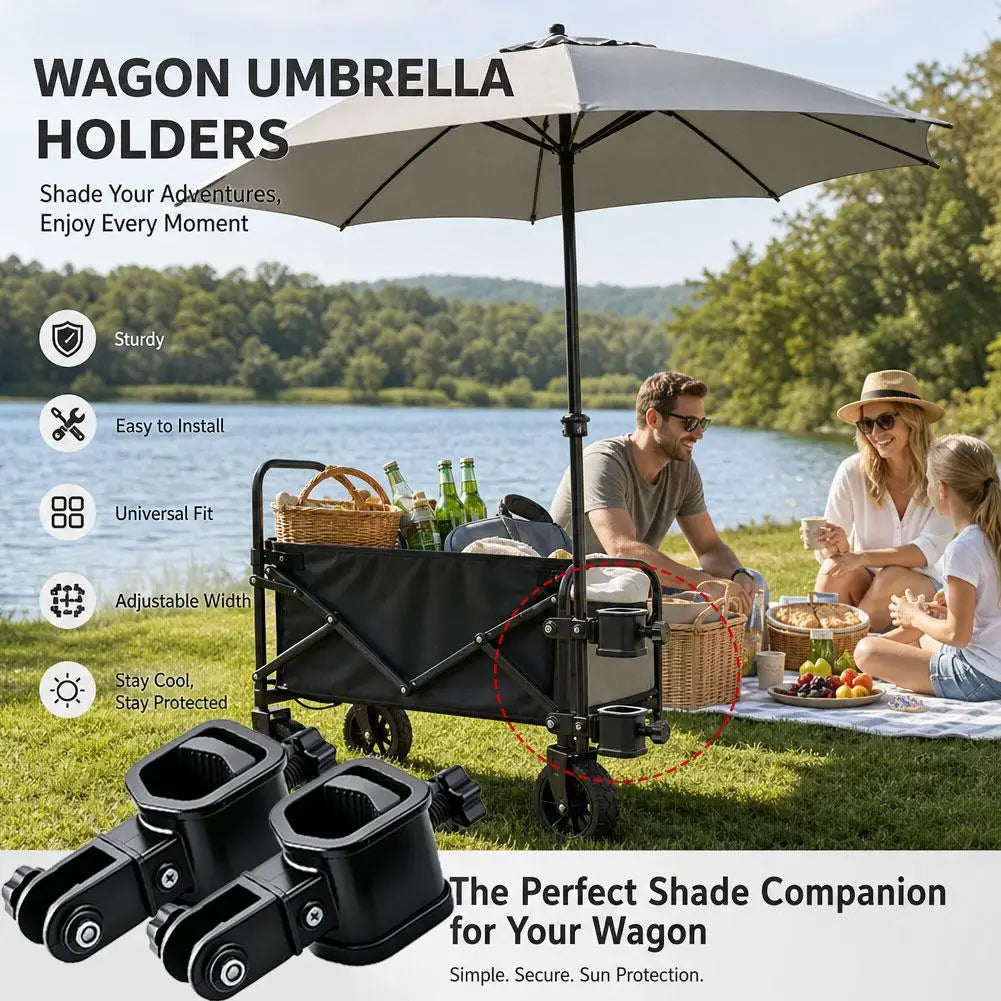 Dual Clamp Wagon Umbrella Holder Universal Camping Folding Cart Parasol Mount Bracket Stable Sun Shade Fixing Accessories