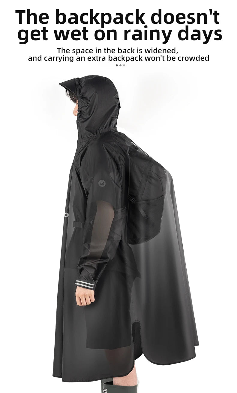 ROCKBROS Bicycle Raincoat Cycling Jacket Poncho Rainproof Hooded Coat Commute Rain Cape Electromobile Waterproof Windproof Cloak