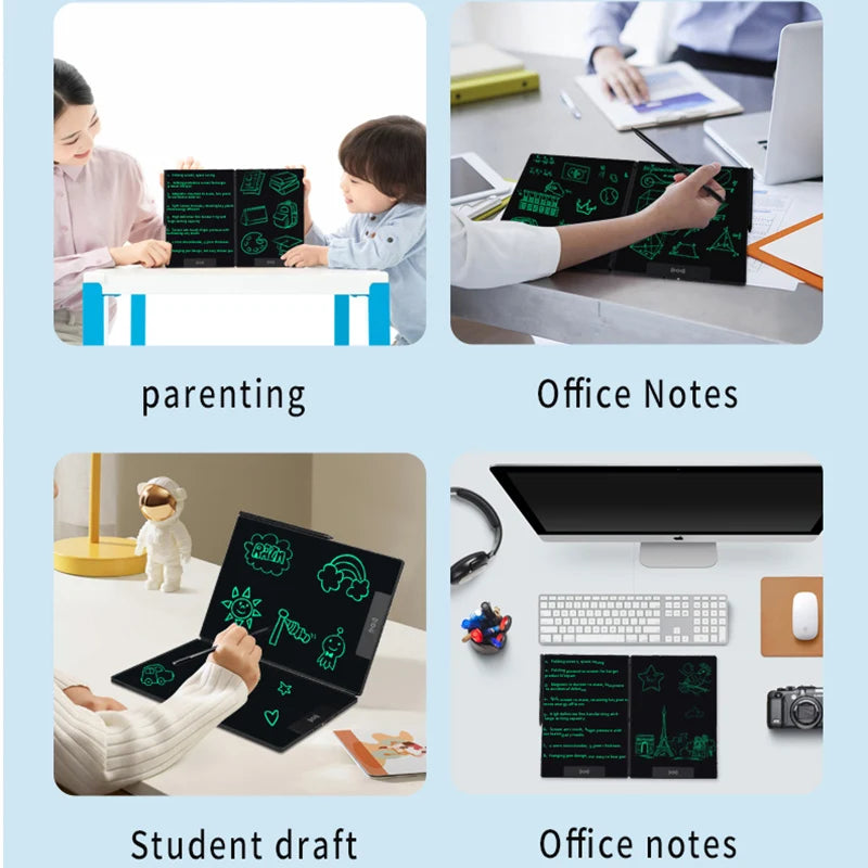 14.3-inch Folding Screen LCD Superfine Handwriting Writing Board Meeting Magnetic to Erase Drawings Tablet Split Screen