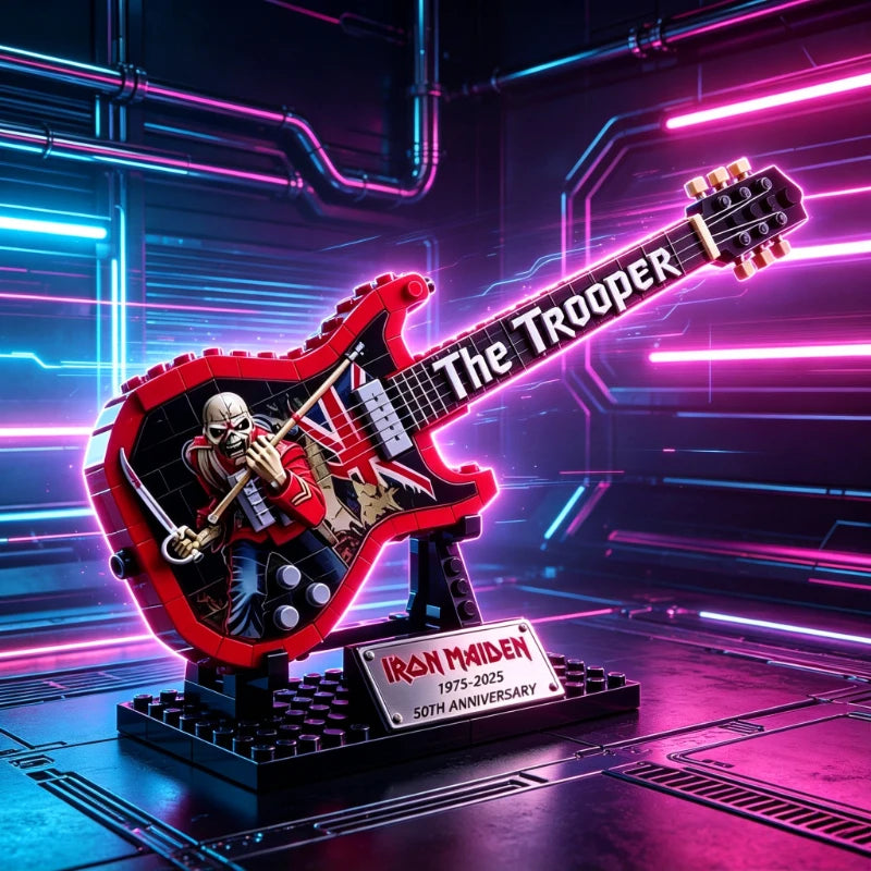 New Building Block Guitar Model Assembling Ornament Rock Band ACDC Iron Maiden Creative Toys Puzzle Construction Set Blocks 14+y