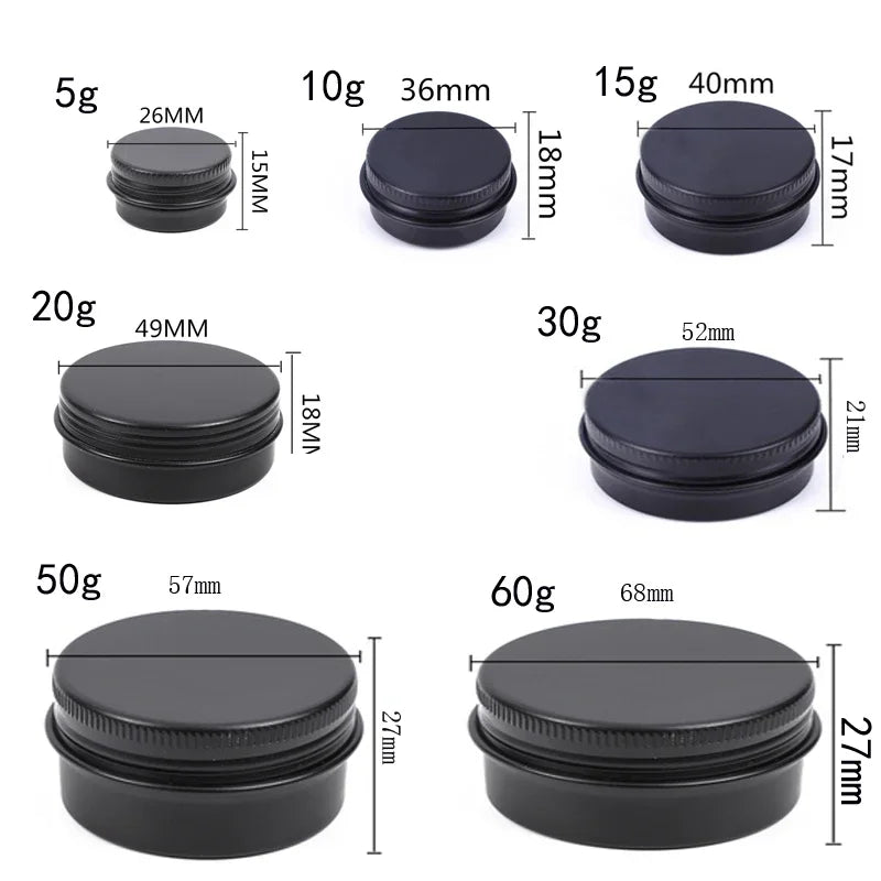 10Pcs 5g-60g Portable Aluminum Tin Jars For Creams Balm Nail Candle Cosmetic Container Refillable Tea Cans Metal Box Candle Jars