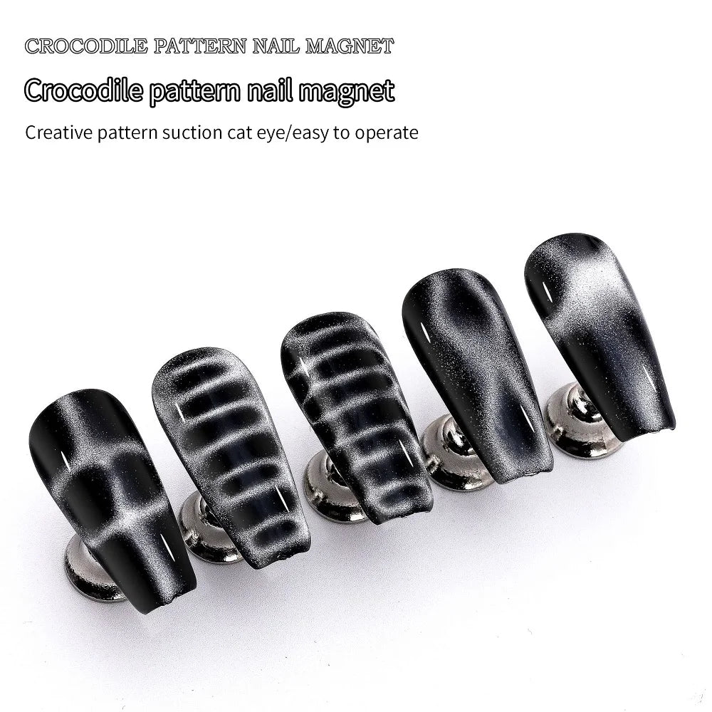 Crocodile Pattern Nail Magnet Nail Cat Eye Strong Effect Magnet Wave Geometric Nail UV Attraction Magnets Set Manicure DIY Tool