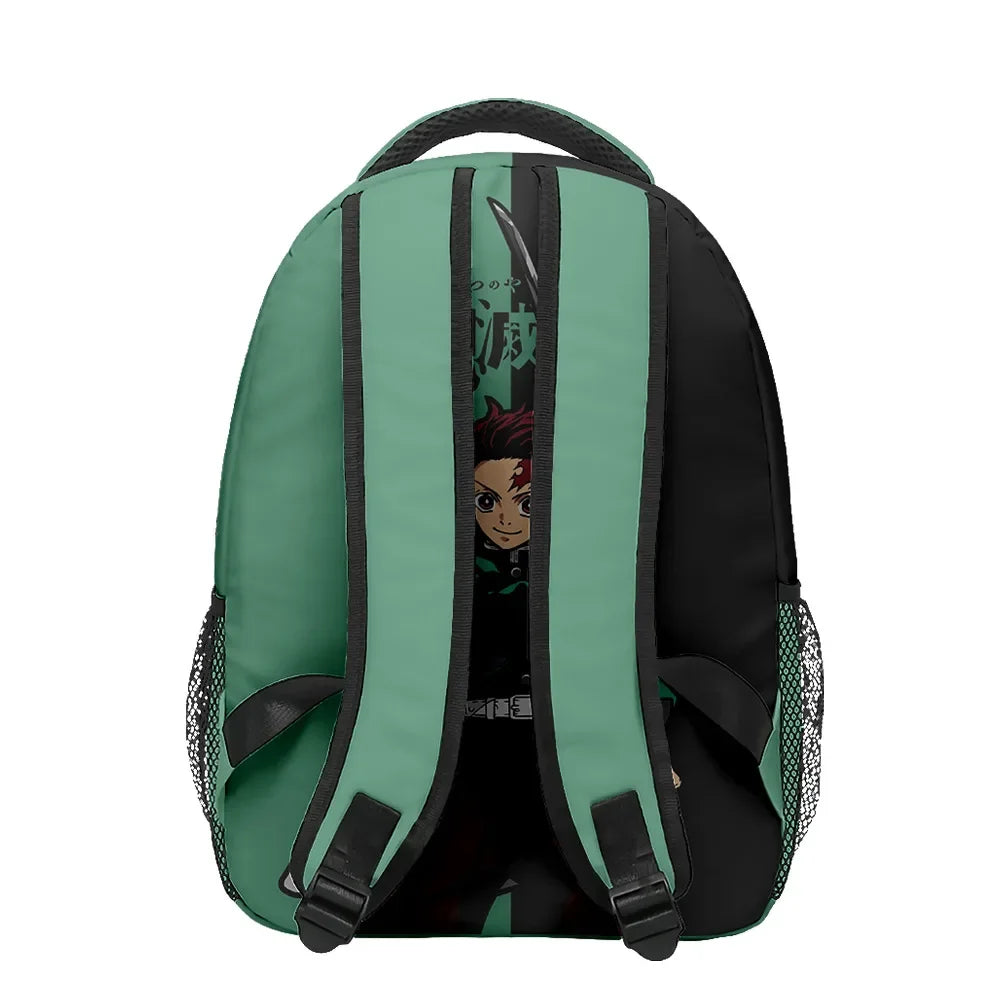 New Anime Peripheral Demon Slayer 3D School Backpack Lunch Bag Pencil Case 3-Piece Set Printed Holiday Gift for Students Gift