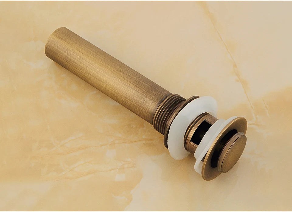 Antique Brass Pop Up Drain Bathroom Sink Push Down Pop Up Stopper Drain Washbasin Accessoires Plug Cover Waste Pipe Drainer