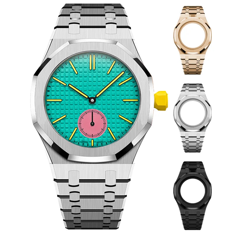 Luxury Stainless Steel Case+Stainless Steel Strap Modification kit Pocket Changer To Wristwatch For Royal POP