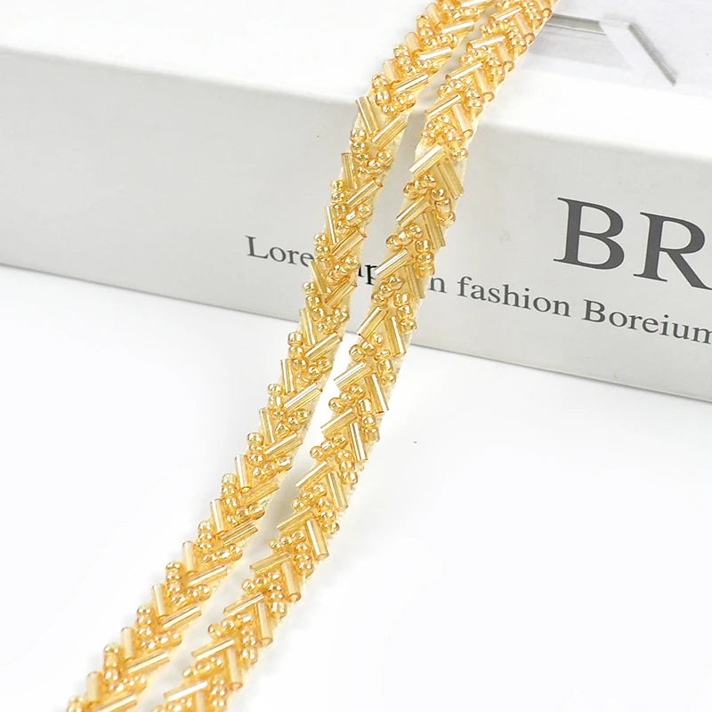 2/5/10Yards 7mm Beaded Lace Ribbon Sewing Wedding Dresses Laces Trim Decorative Trimmings Stitching Fabric DIY Crafts Materials