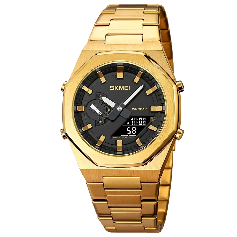 SKMEI Luxury Quartz Watch for Men Sport Stainless Steel Digital LED Display Waterproof Wristwatches Mens Clock Reloj Hombre 1816