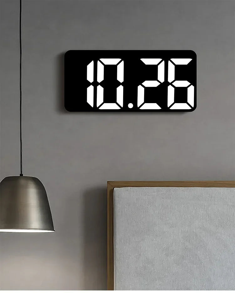 Minimalist LED Digital Wall Clock with Remote Control Adjustable Brightness Countdown Timer Modern Home Office Alarm Clock