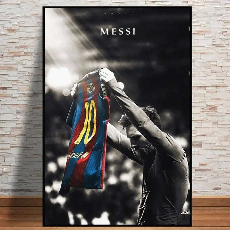 Messi Football Icon Vintage Poster Frameless Wall Art for Home Decor Perfect Gift for Soccer Fans  Club Collectors