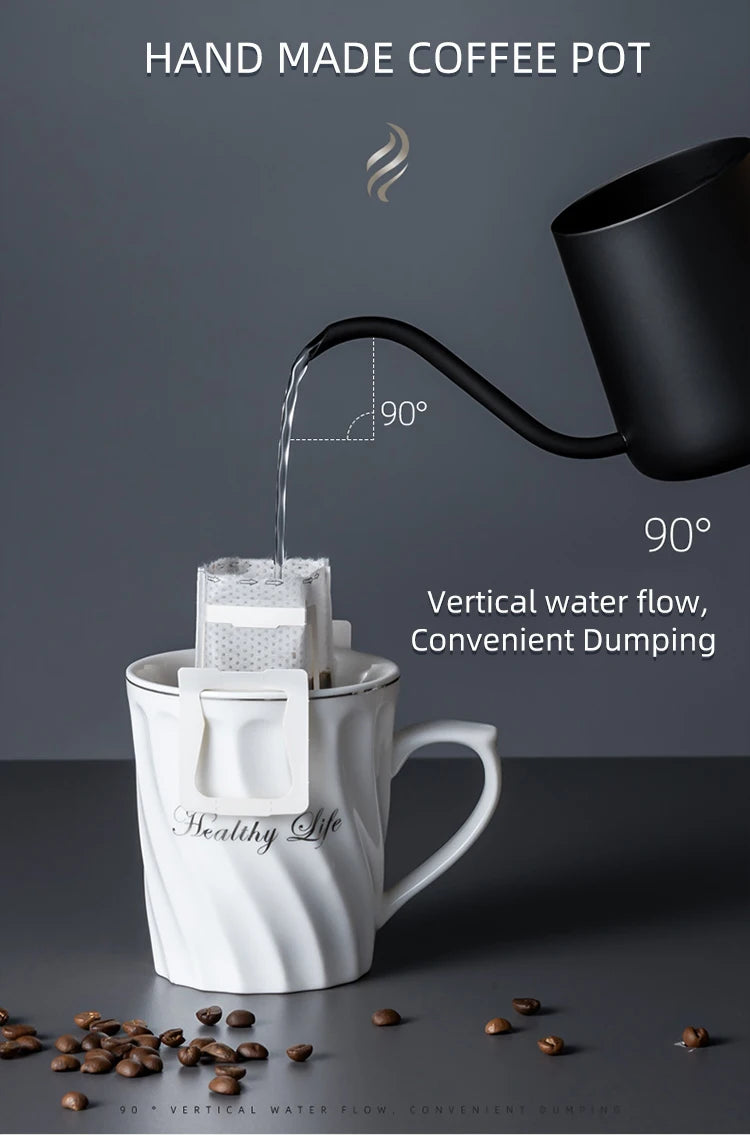 GIANXI Stainless Steel Gooseneck Coffee Maker Hanging Ear Drip Spout Pot Tea Kettle with Handle Drop Shipping