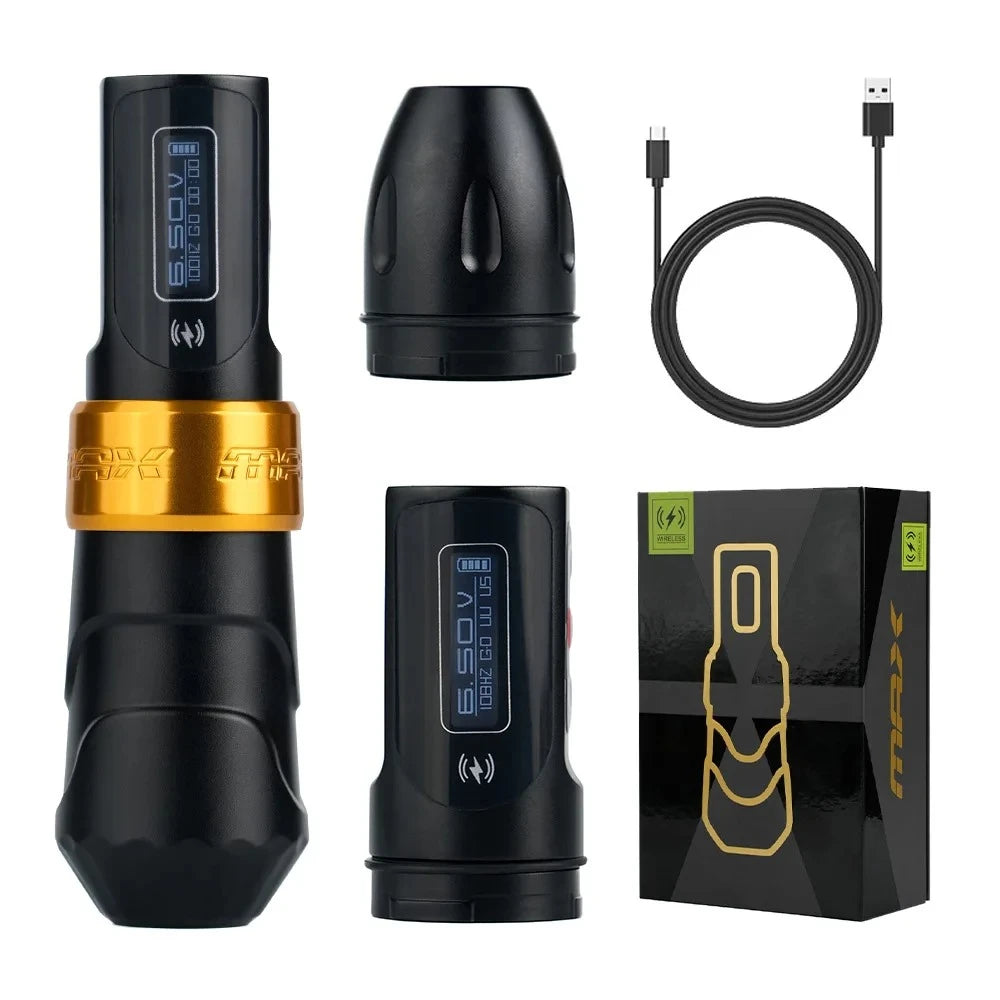 MAX Tattoo Machine Pen 4.0mm Stroke Professional Body Art Makeup Rechargeable LED Digital Display Battery Wireless Pen Machine