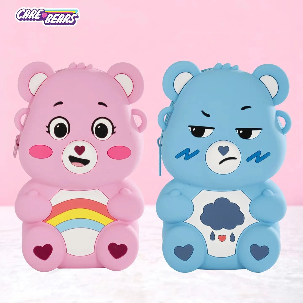 Care Bears Silicone Crossbody Bag Kawaii Cartoon Bear Shoulder Bag for Kids Cute Zipper Coin Purse Waterproof Mini Messenger Bag