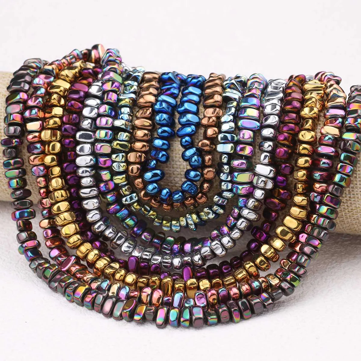 WLYeeS Gravel Stone beads 4-8mm Irregular Gold Colour Hematite  small Spacer Loose Bead for Jewelry bracelet Necklace Making DIY