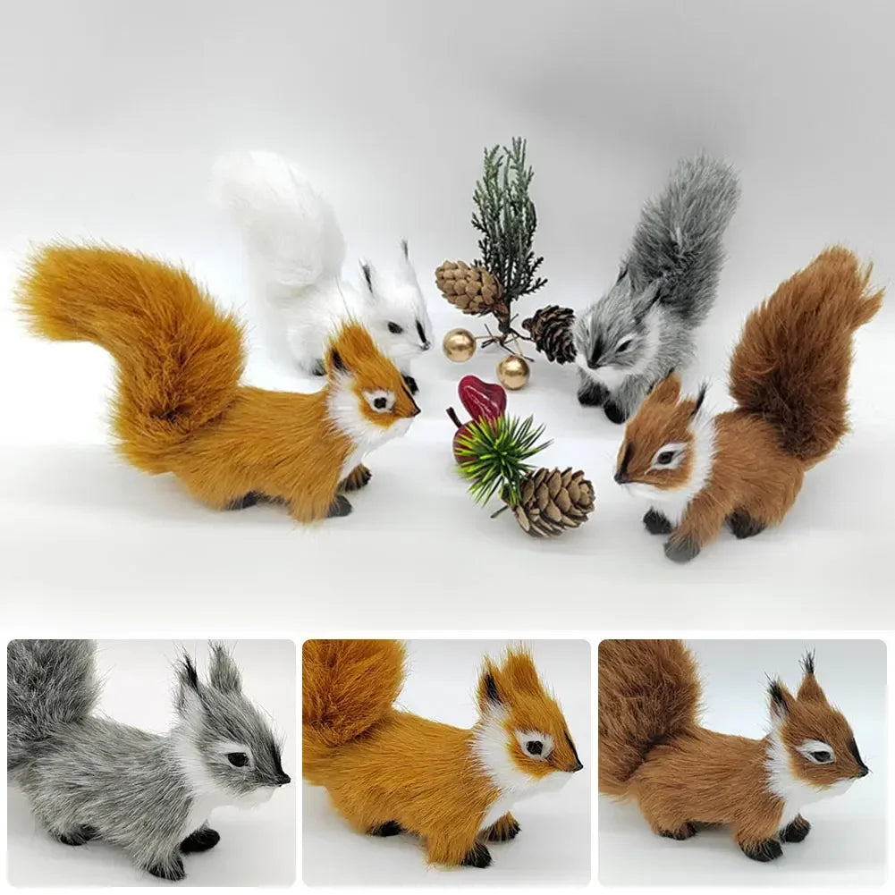 1Pc Mini Artificial Squirrel Figurines Miniatures Plush Simulation Squirrel Ornaments Fake Animal Christmas Table Decorations