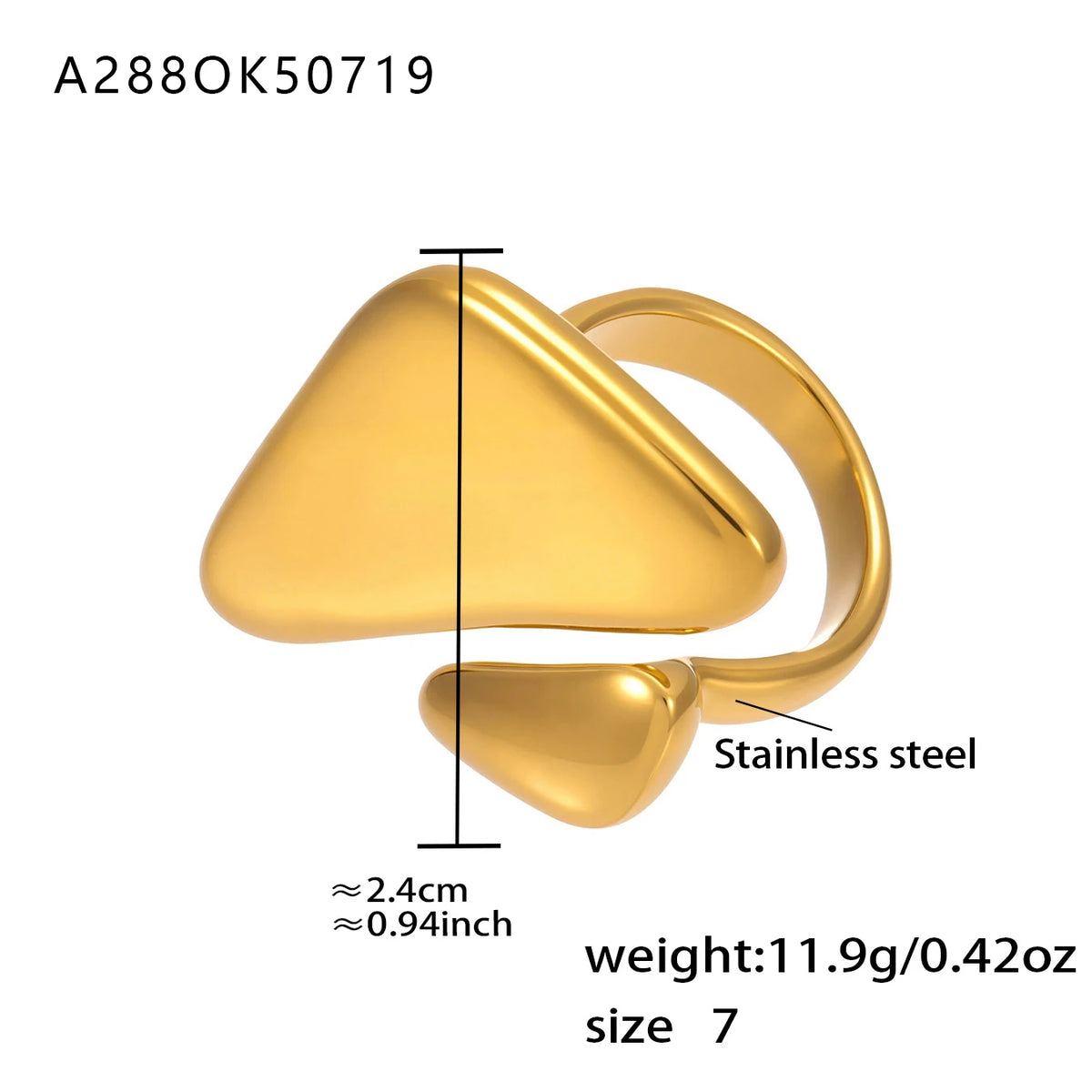 Multi-style Waterproof Gold Color Silver Chunky Ring Women's Geometric 316 Stainless Steel Ring Femme Finger Fashion Jewelry
