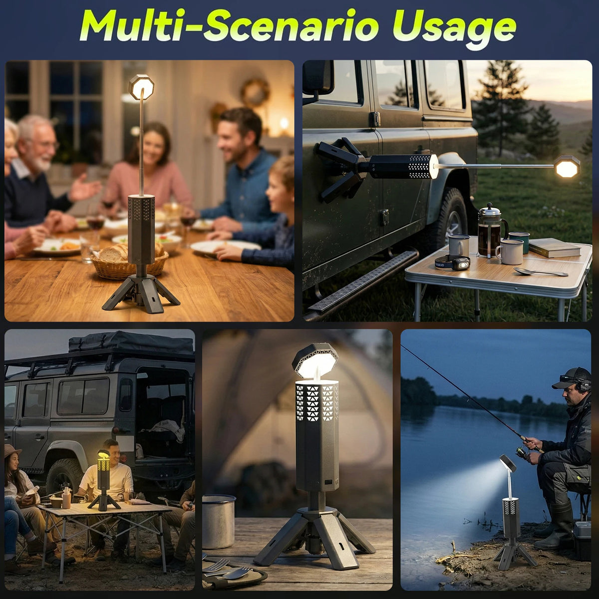 20000mAh Telescopic Camping Light Rechargeable Outdoor Fishing Lantern Dimming Night Atmosphere Light Emergency Light