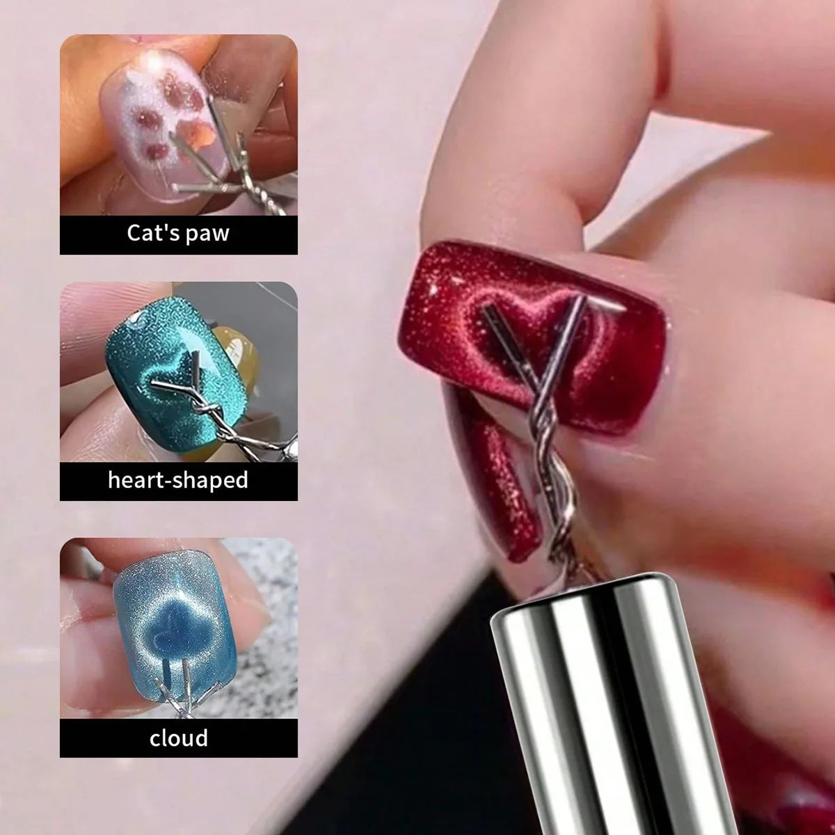 1/2/6PCS Cat Eye Nail Magnet Set with Flexible Iron Wire For Creating Heart & Ingot Shapes On Nails Nail Art Accessories Tools